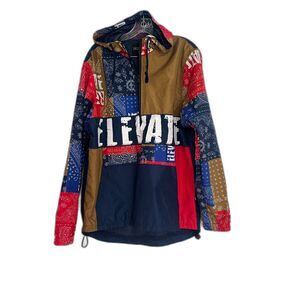 Encrypted Elevate Hoodie Windbreaker Spell Out Pull Over Size M